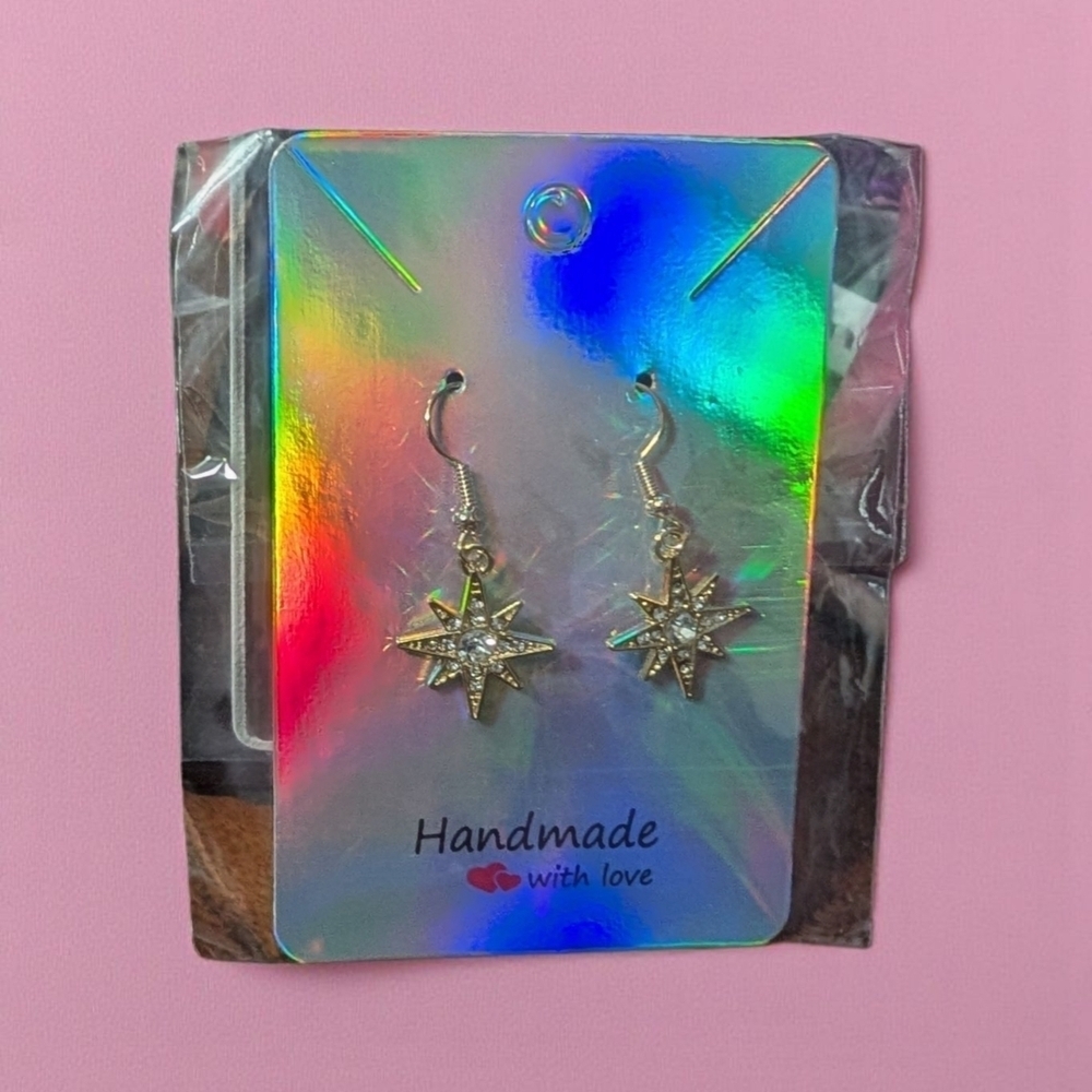 Fashion Jewelry Handmade Star Shaped Silver Earrings (New)